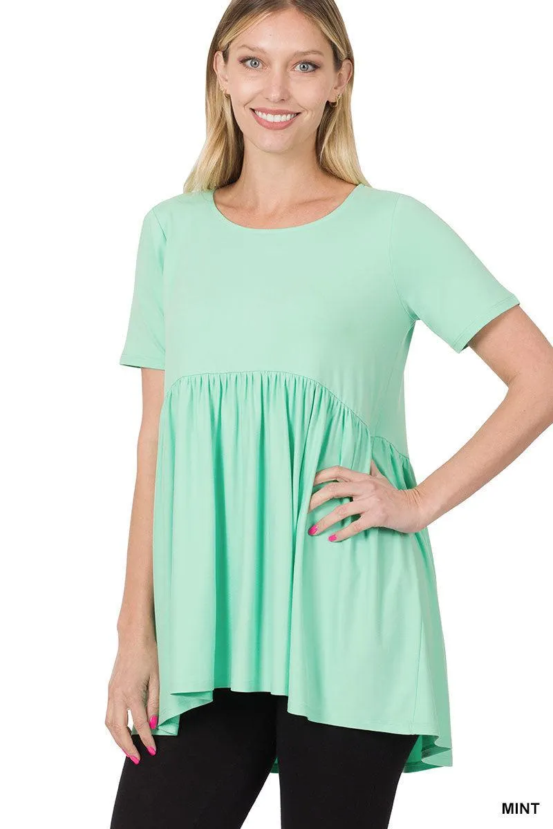 "Oh Dollie"  Short Sleeve Top with Waist Shirring (Multiple Colors)