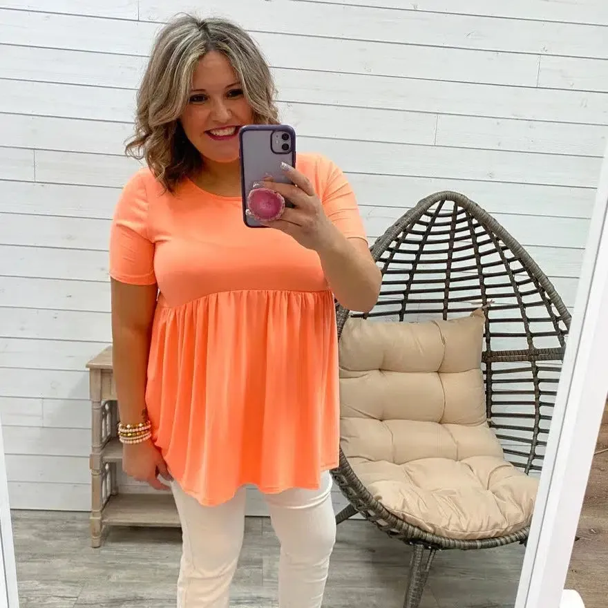 "Oh Dollie"  Short Sleeve Top with Waist Shirring (Multiple Colors)