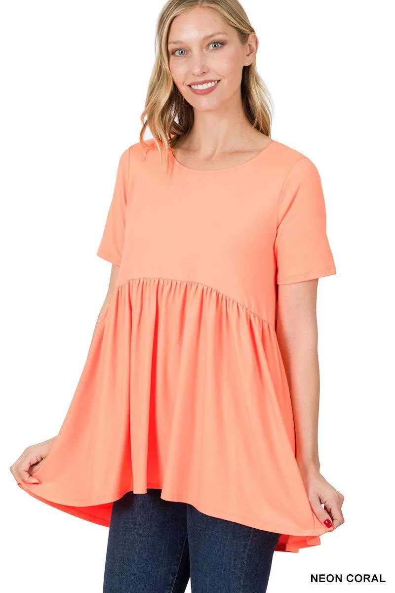 "Oh Dollie"  Short Sleeve Top with Waist Shirring (Multiple Colors)