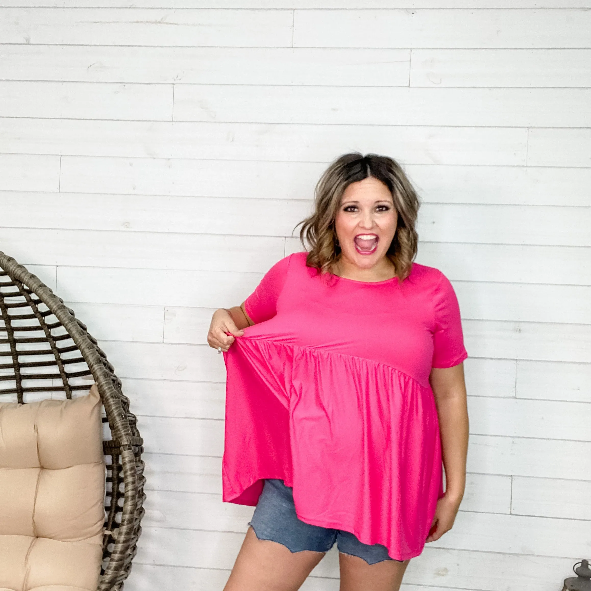 "Oh Dollie"  Short Sleeve Top with Waist Shirring (Multiple Colors)