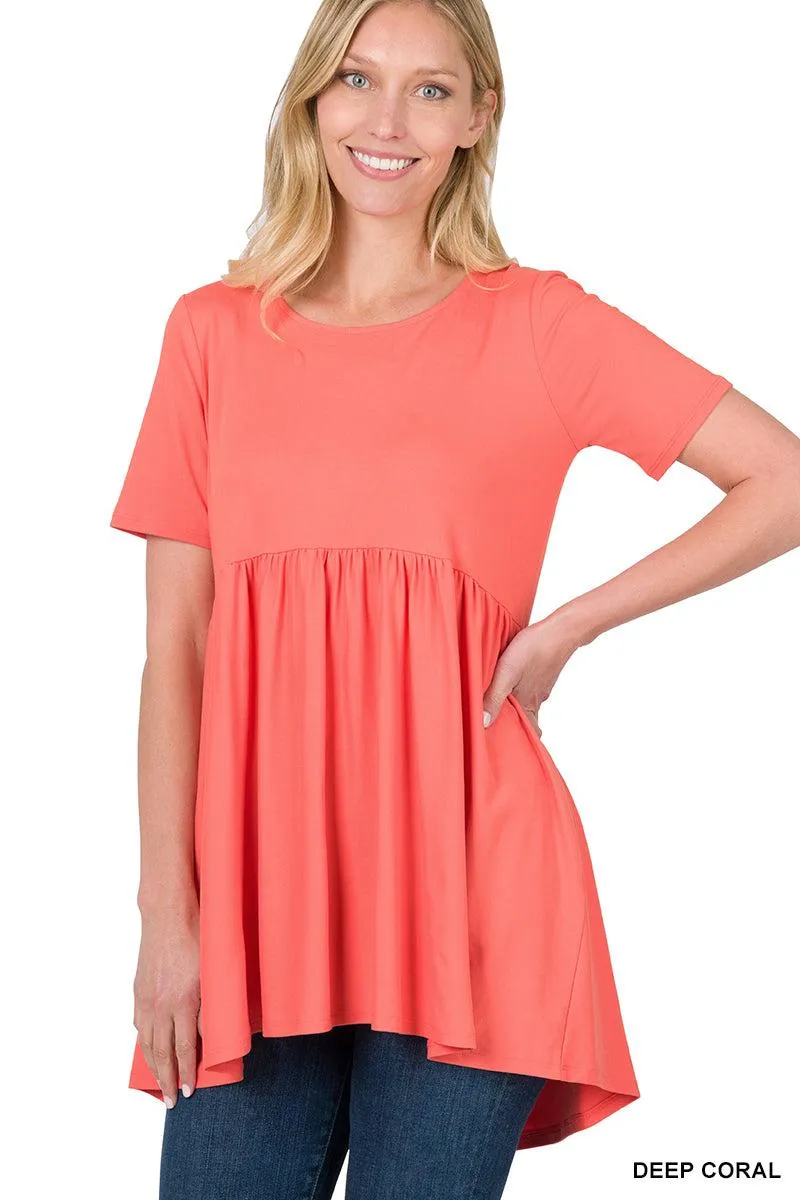 "Oh Dollie"  Short Sleeve Top with Waist Shirring (Multiple Colors)