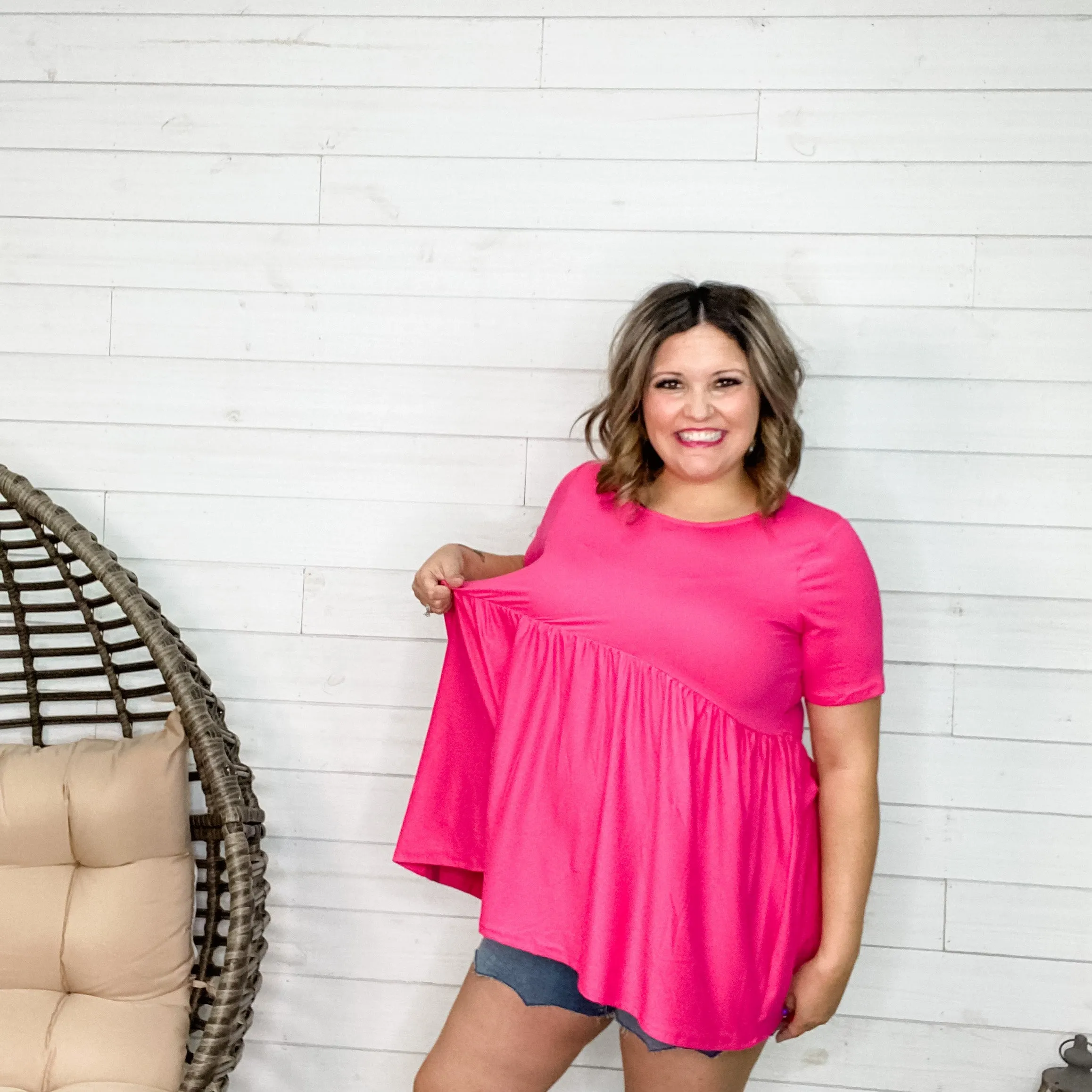 "Oh Dollie"  Short Sleeve Top with Waist Shirring (Multiple Colors)