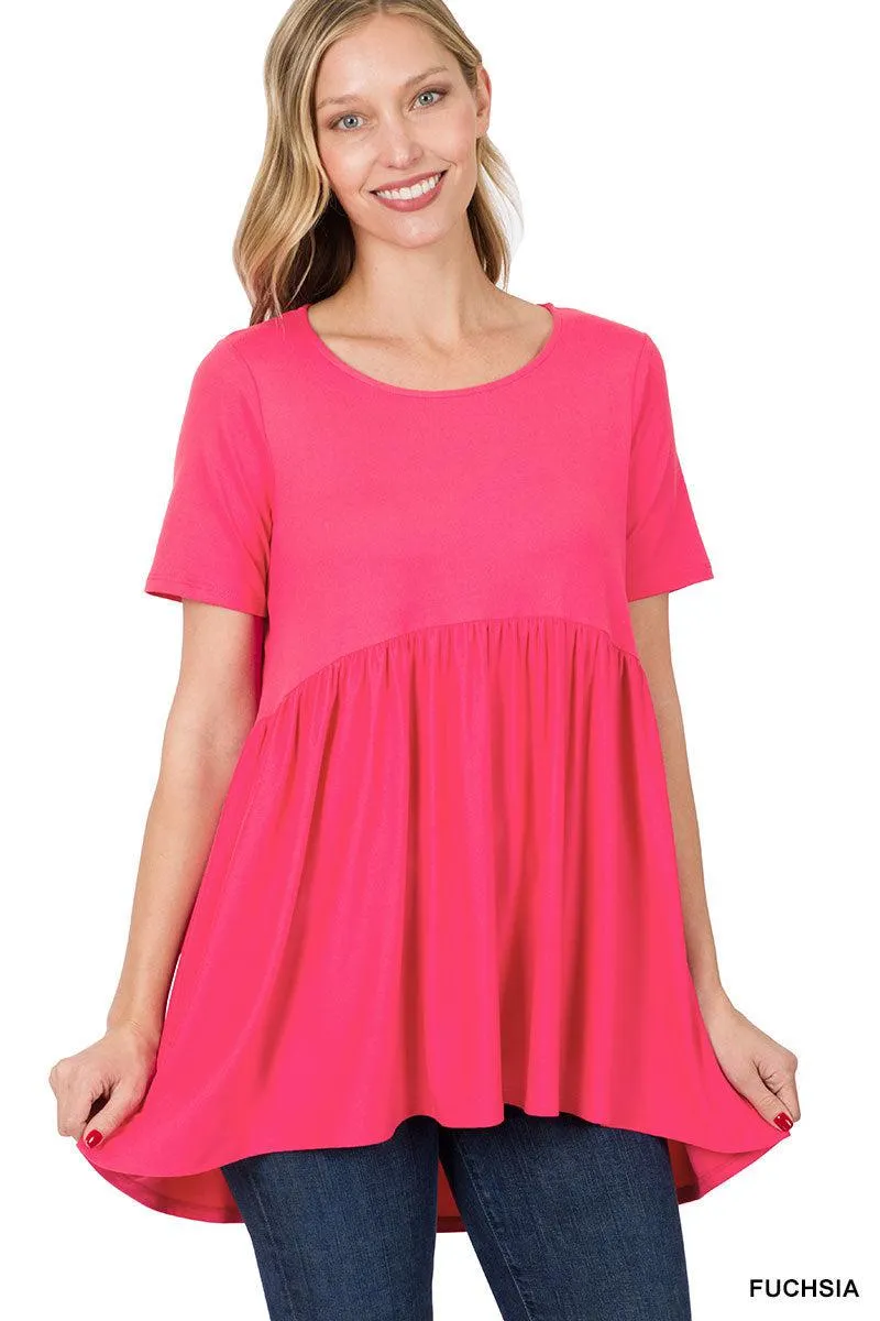 "Oh Dollie"  Short Sleeve Top with Waist Shirring (Multiple Colors)