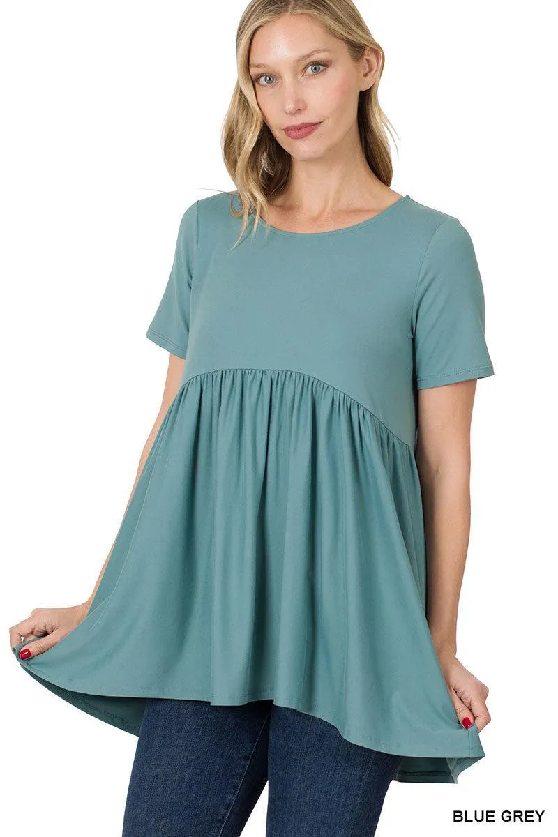 "Oh Dollie"  Short Sleeve Top with Waist Shirring (Multiple Colors)