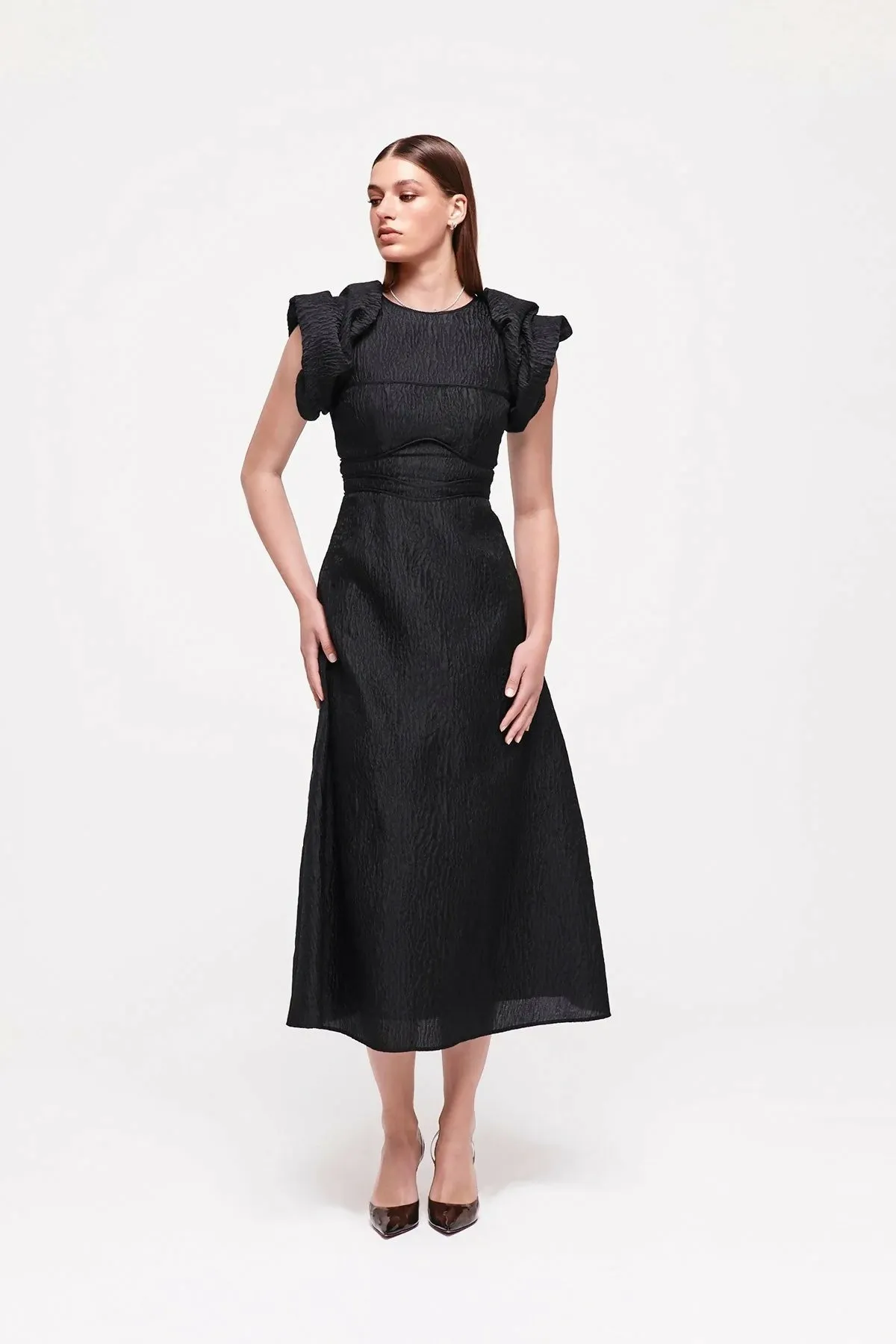 Rachel Gilbert Sophy Midi Dress In Black Size 16