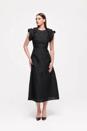 Rachel Gilbert Sophy Midi Dress In Black Size 16
