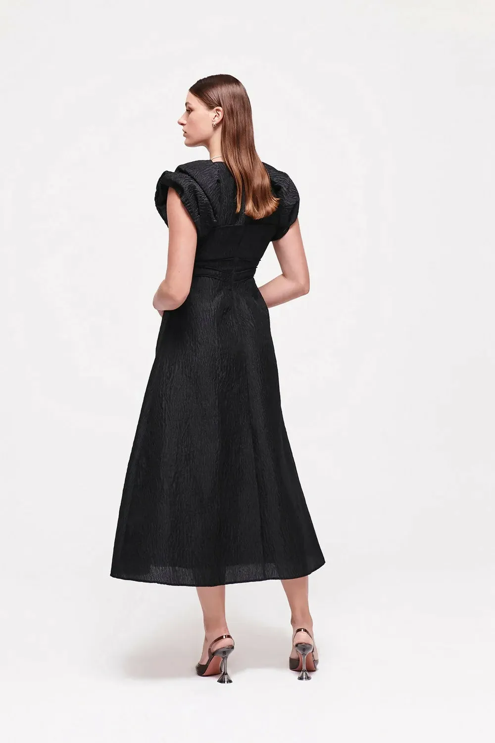 Rachel Gilbert Sophy Midi Dress In Black Size 16
