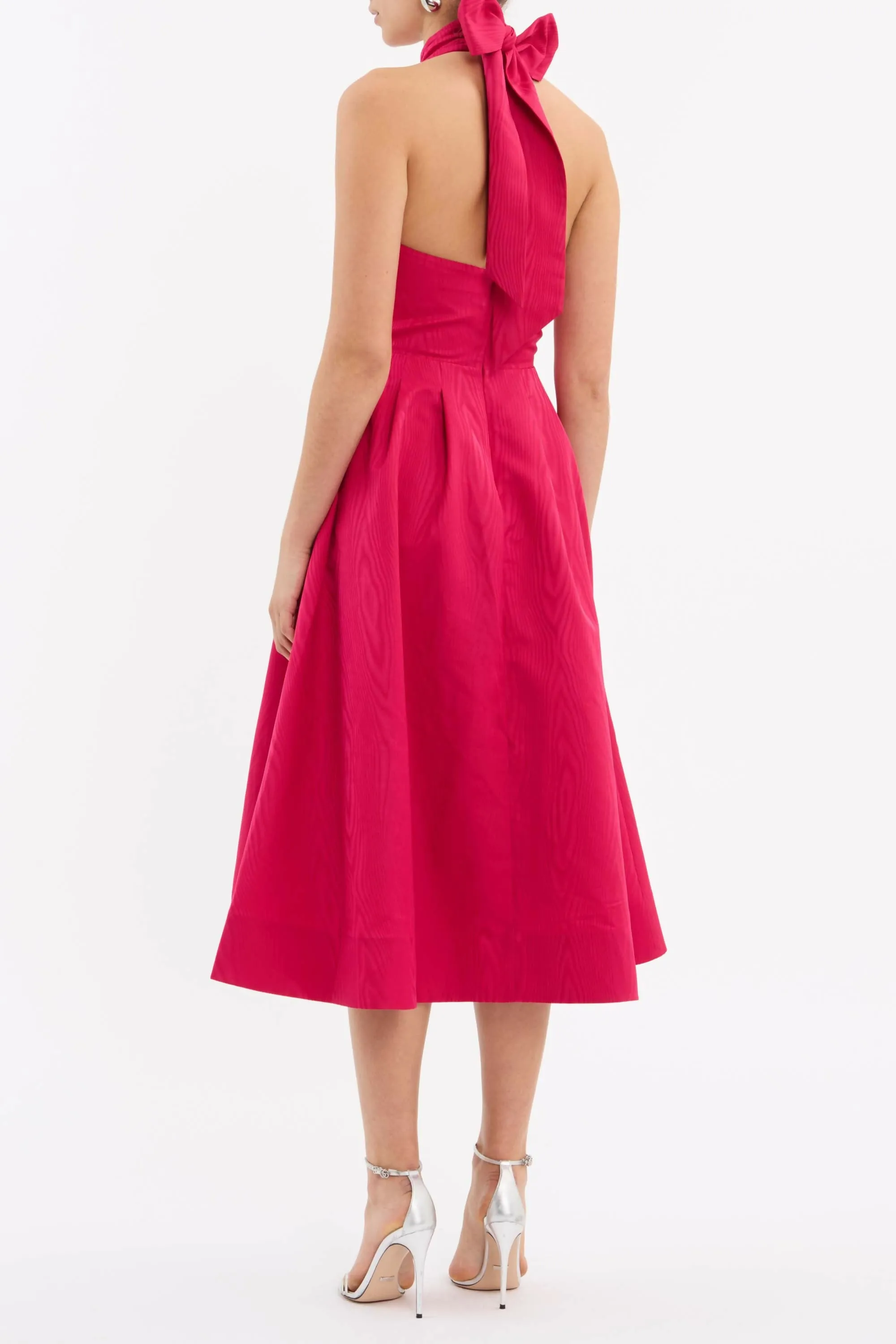Rebecca Vallance Tahlia Halter Midi Dress Pink Size AU 10