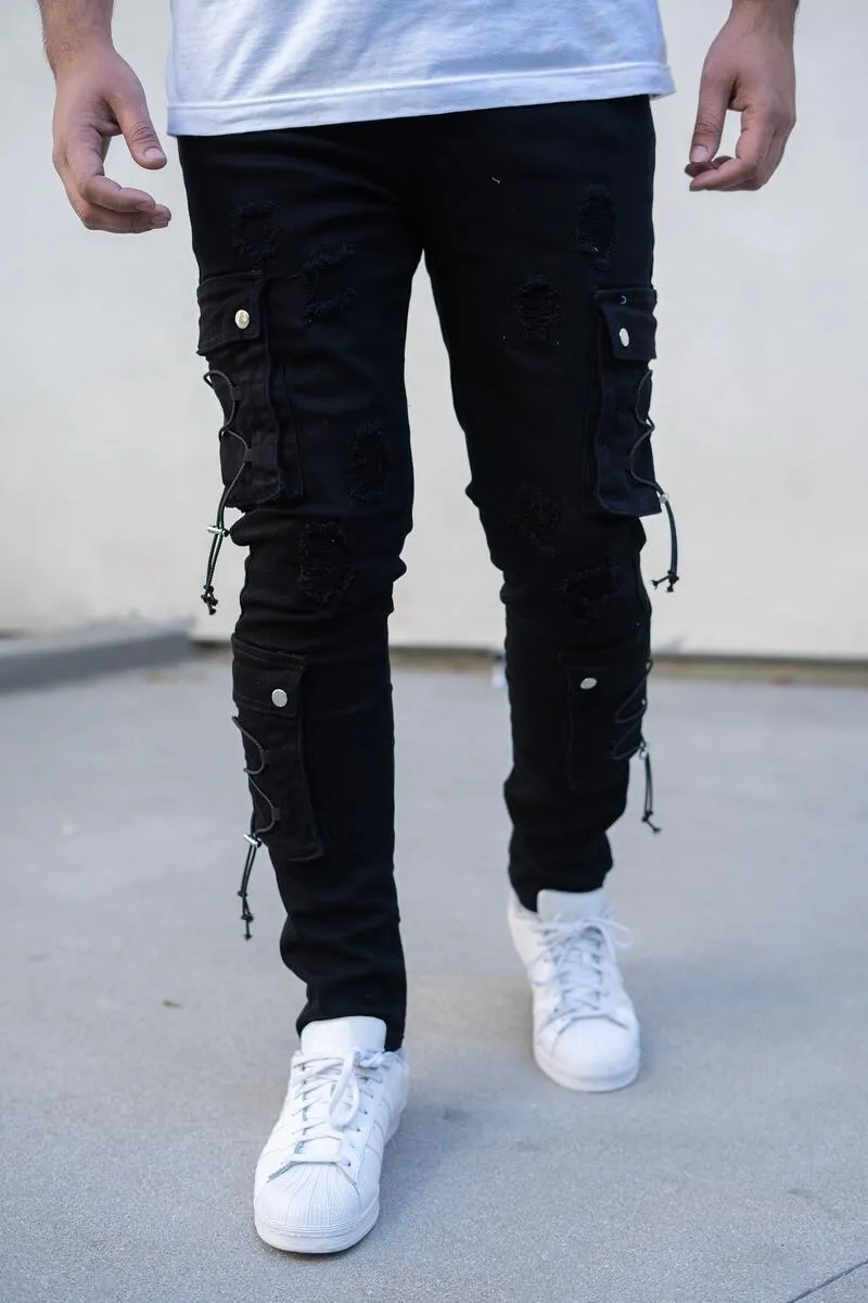 Reelistik Ellenton Premium Stretch Cargo Denim (BLACK)
