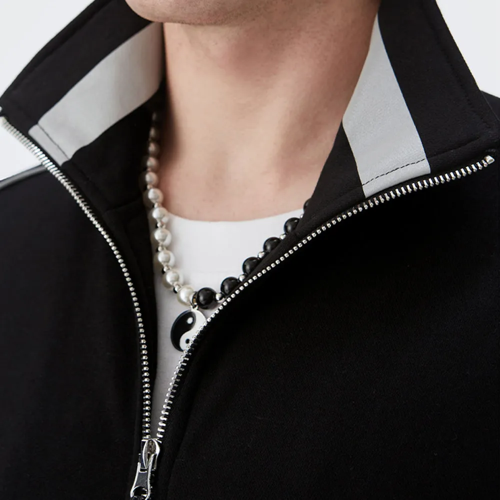 REFLECTIVE "CRAZY LOVE" PRINTED HALF-TURTLENECK ZIP-UP SWEATSHIRT SET