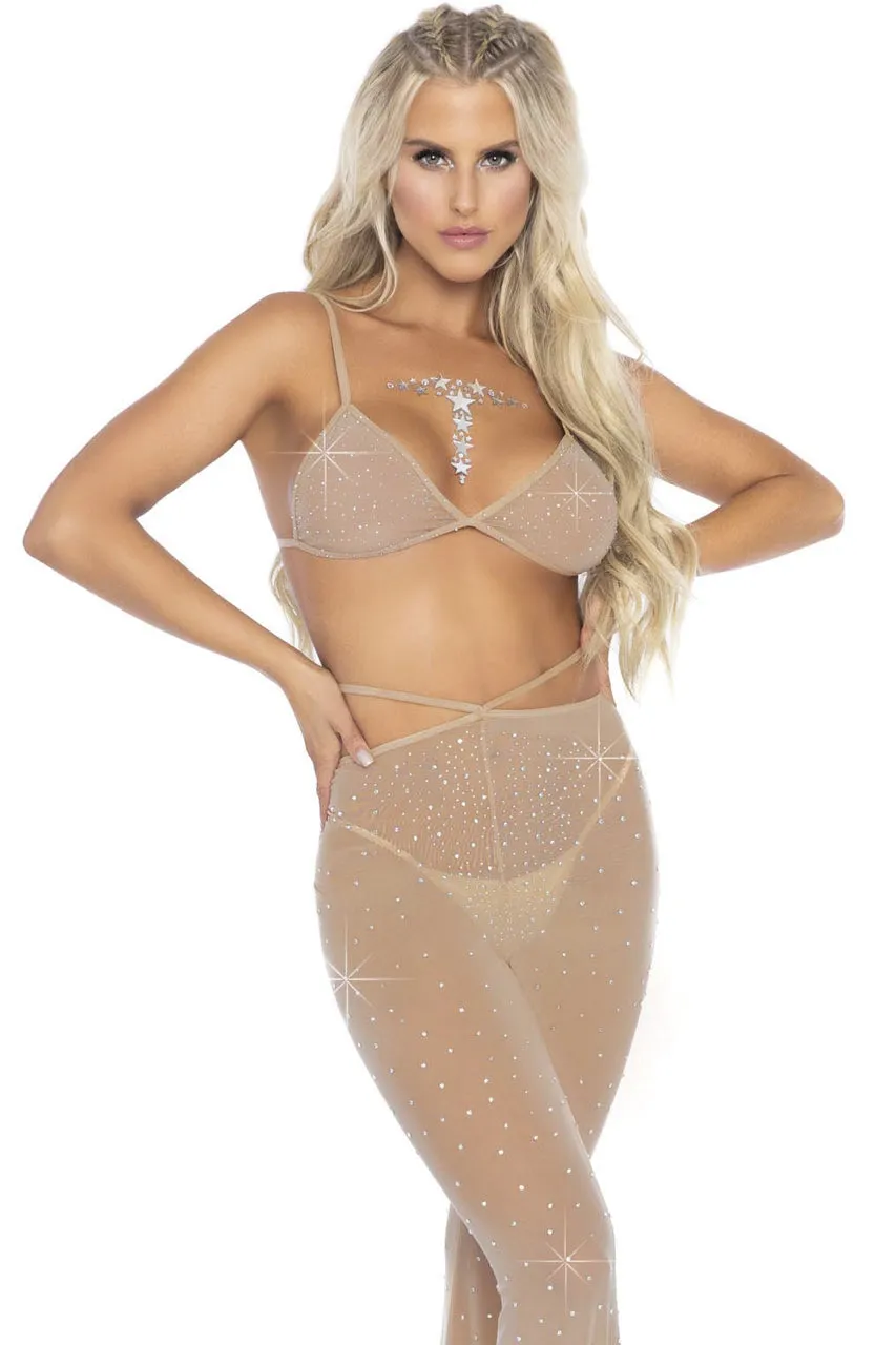 Rhinestone Bikini Top and Pants