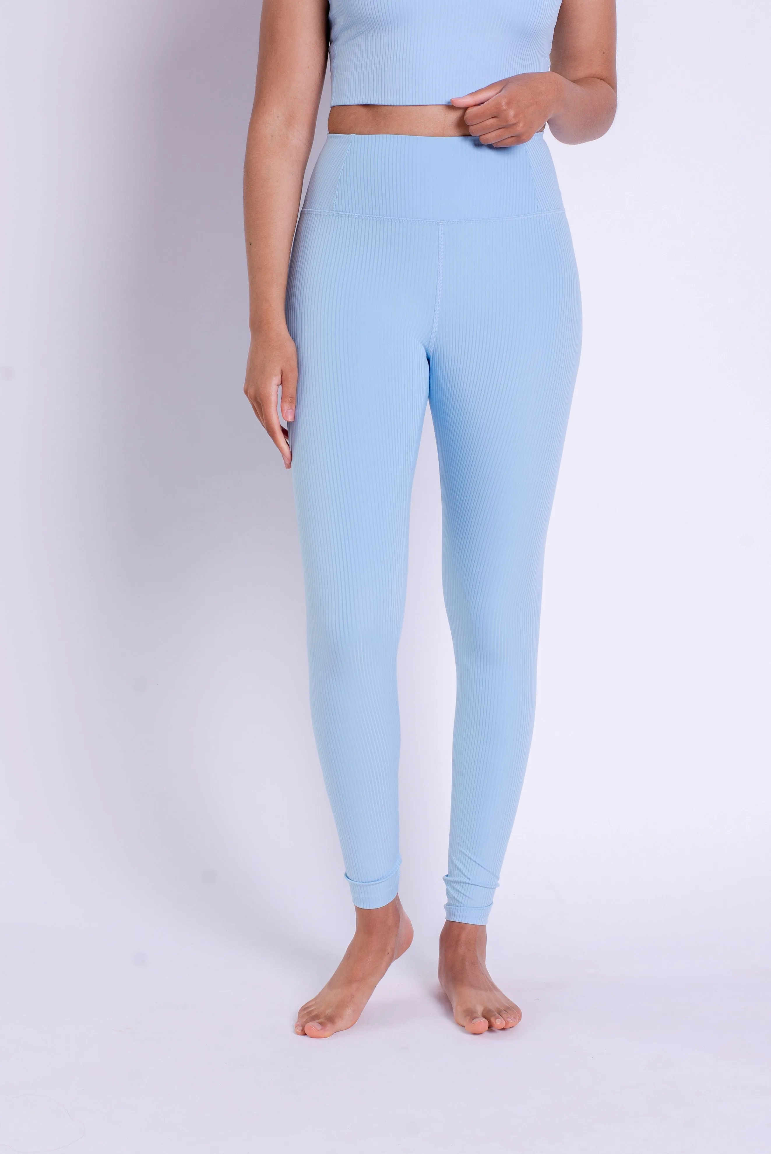 rib leggings - highrise - bluebell