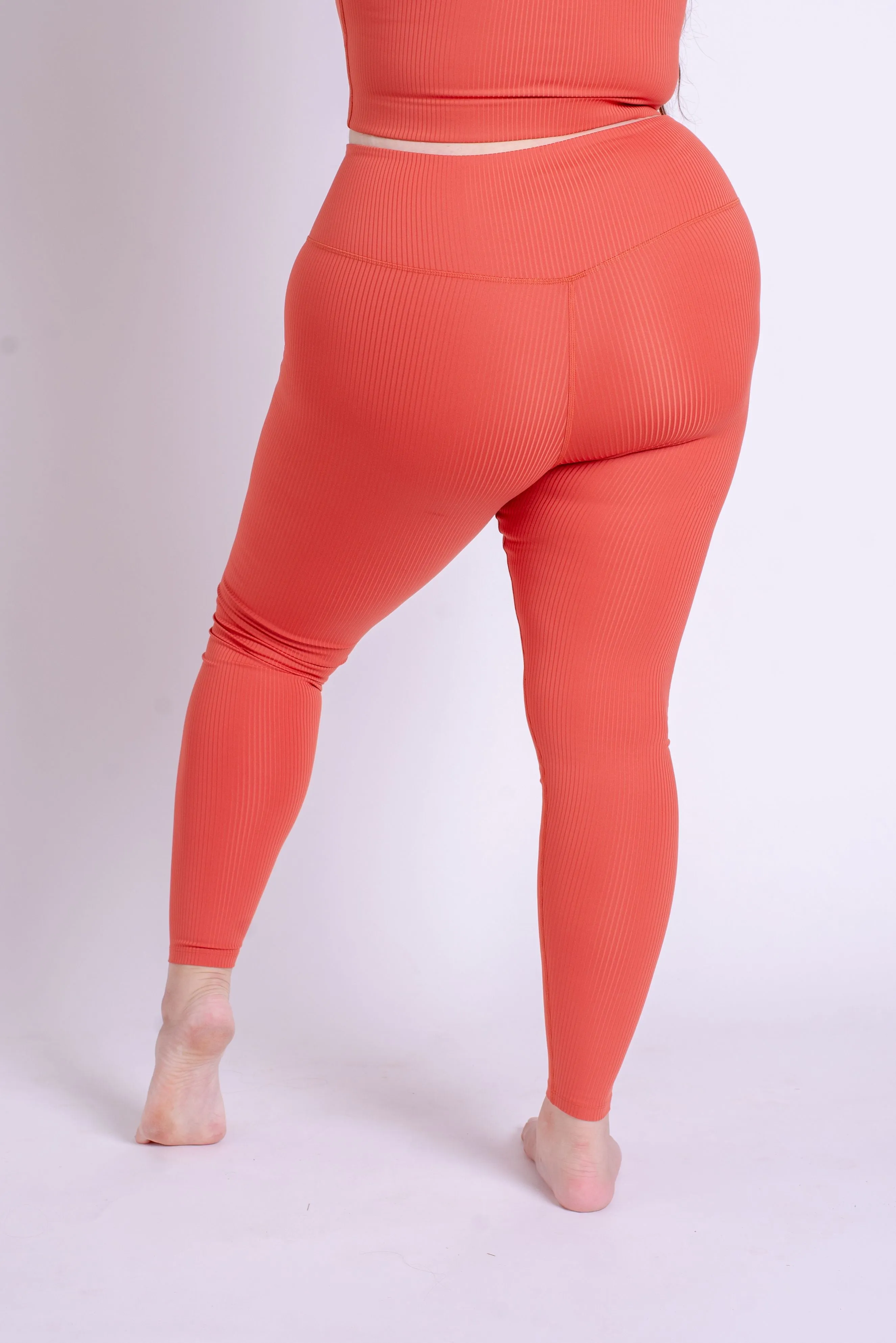 rib leggings - highrise - red clay