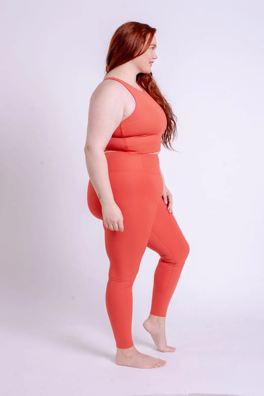 rib leggings - highrise - red clay