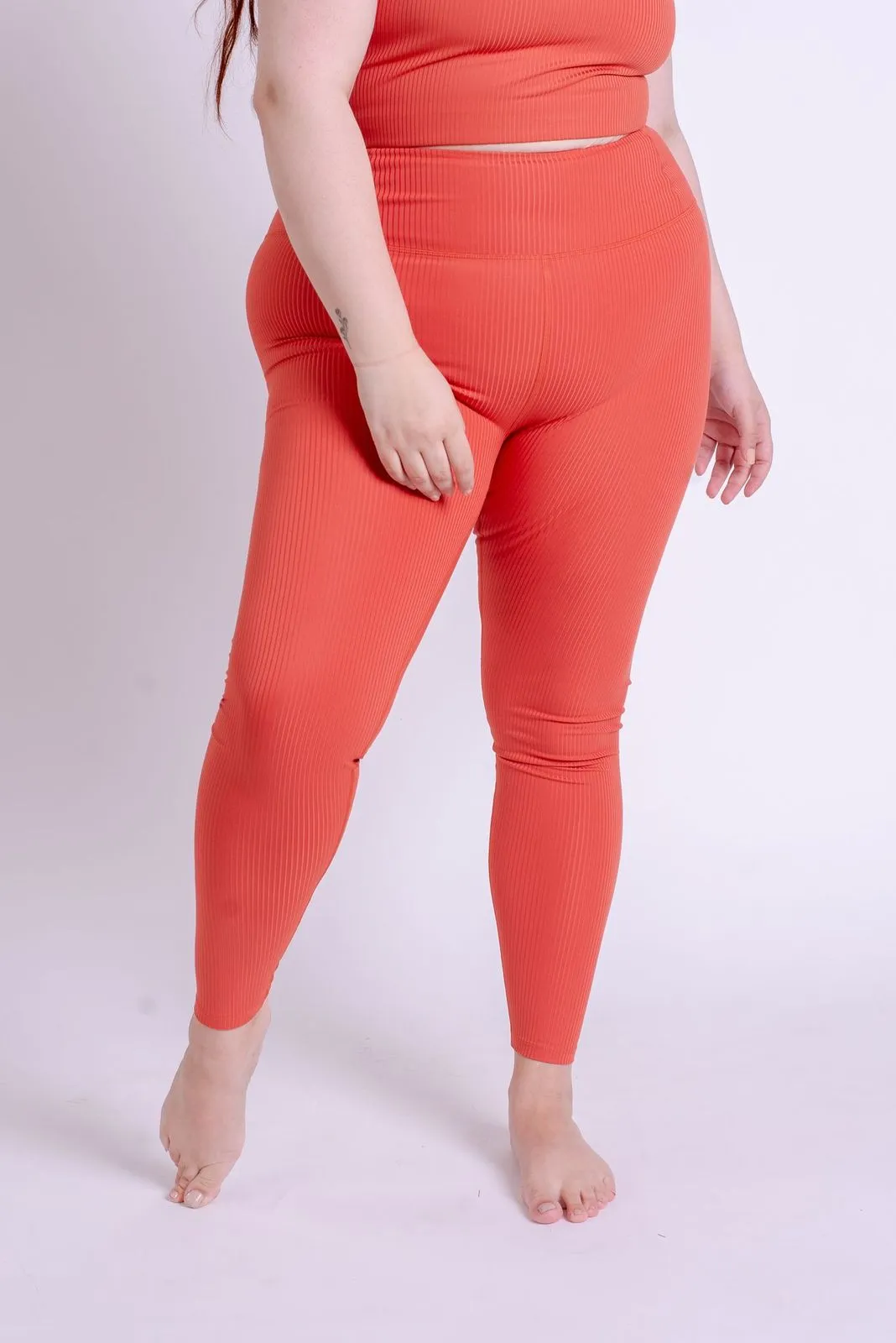 rib leggings - highrise - red clay
