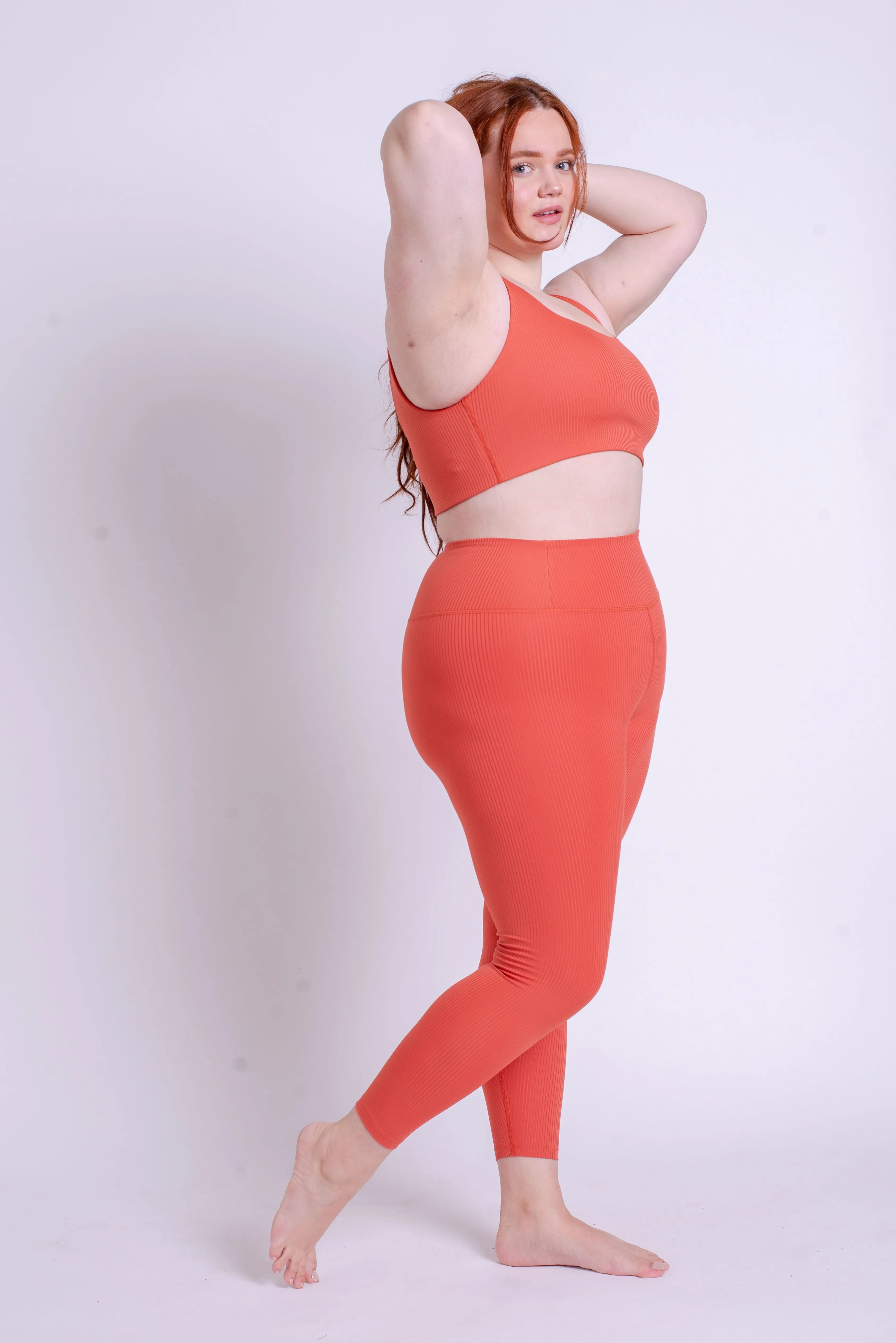 rib leggings - highrise - red clay
