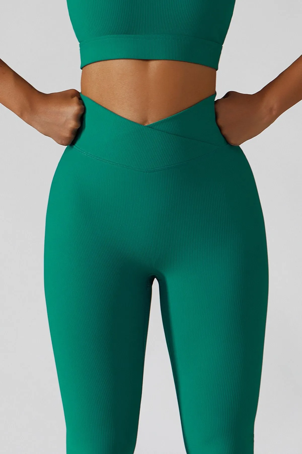 Ribbed High-Rise Crossover Leggings