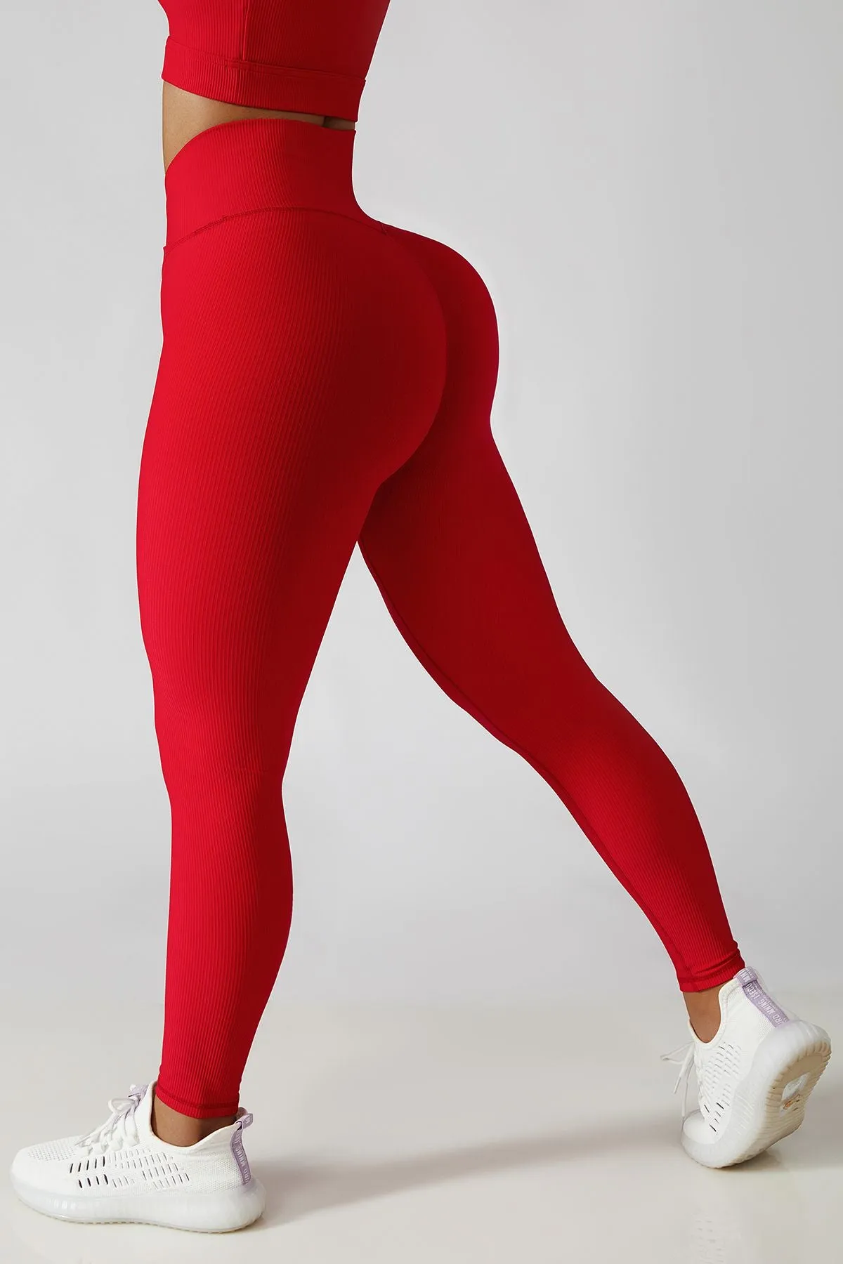 Ribbed High-Rise Crossover Leggings