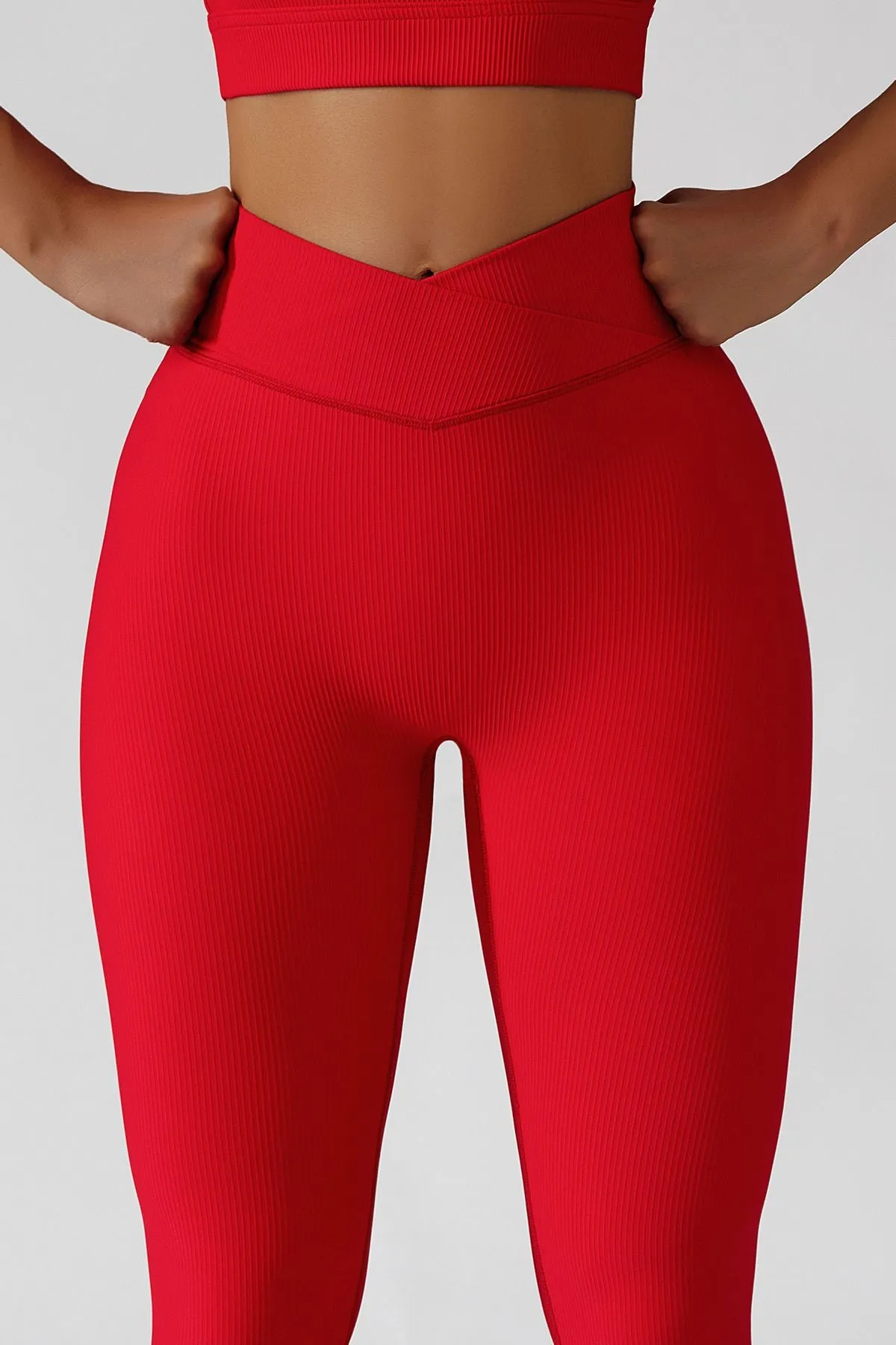 Ribbed High-Rise Crossover Leggings