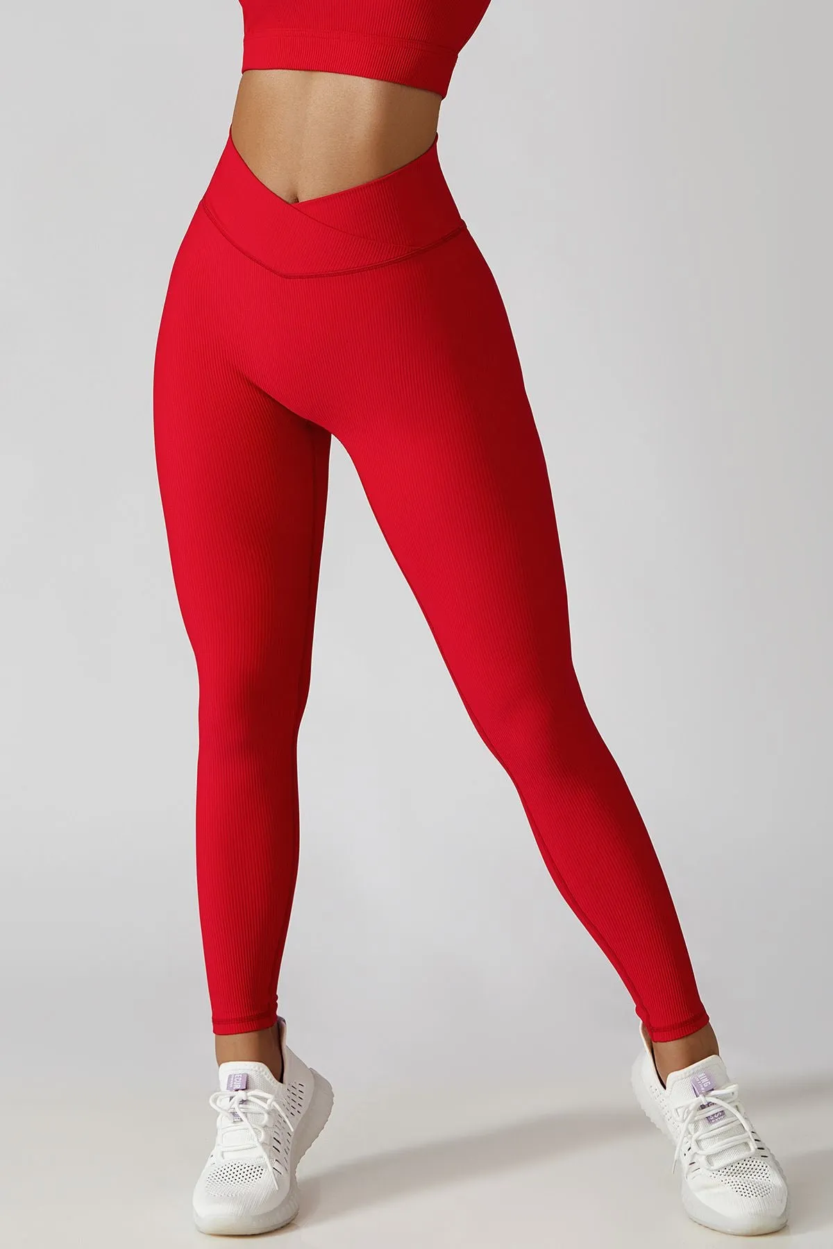 Ribbed High-Rise Crossover Leggings
