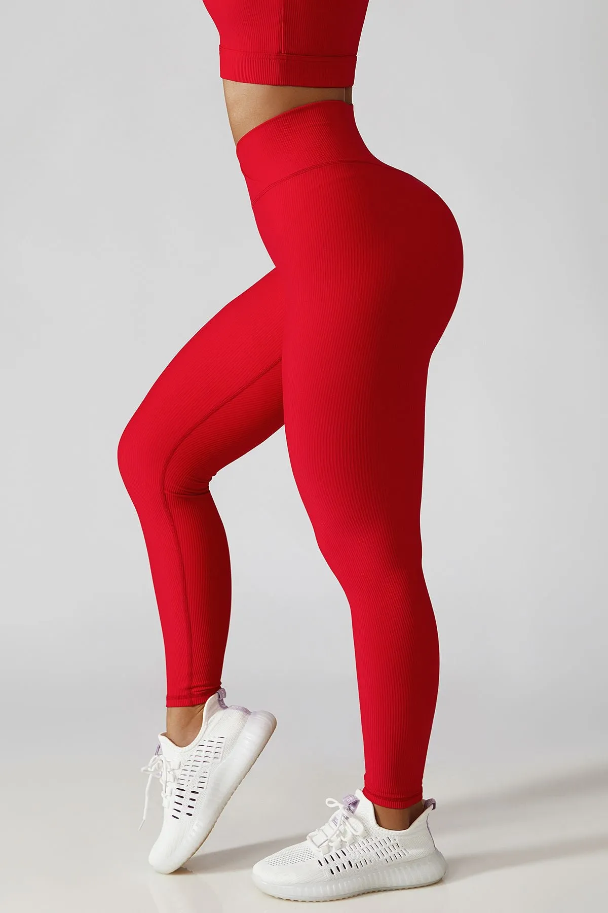Ribbed High-Rise Crossover Leggings