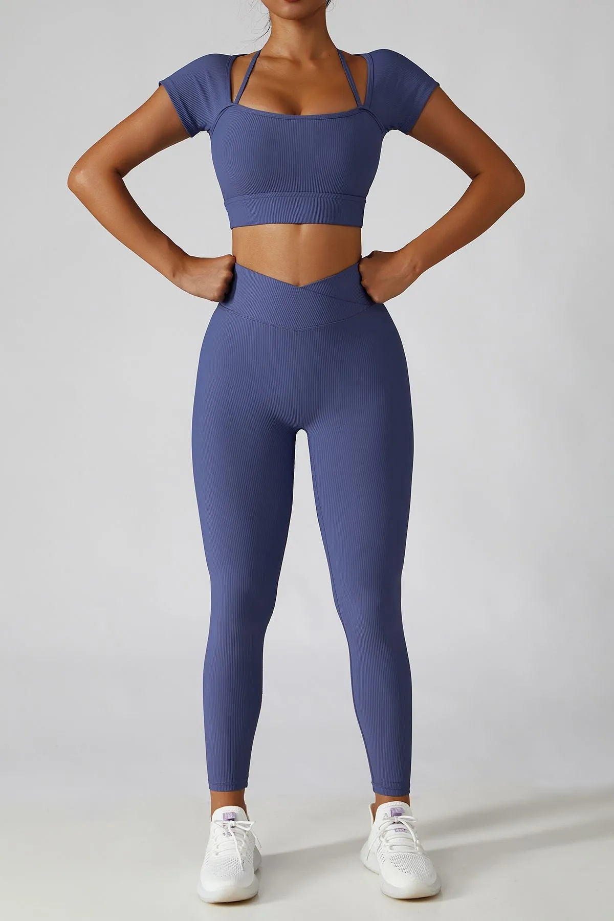 Ribbed High-Rise Crossover Leggings