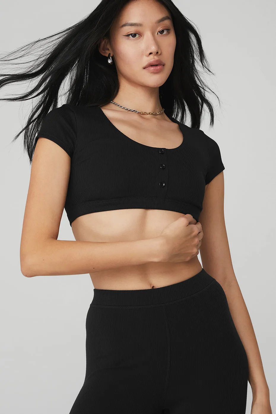 Ribbed High-Waist 7/8 Blissful Legging - Black