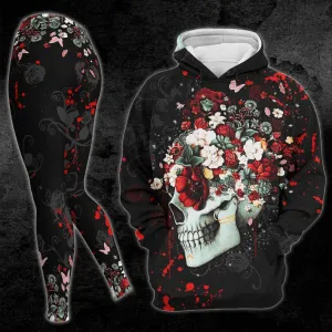 Romantic Skull And Roses Print Combo Hoodie And Leggings