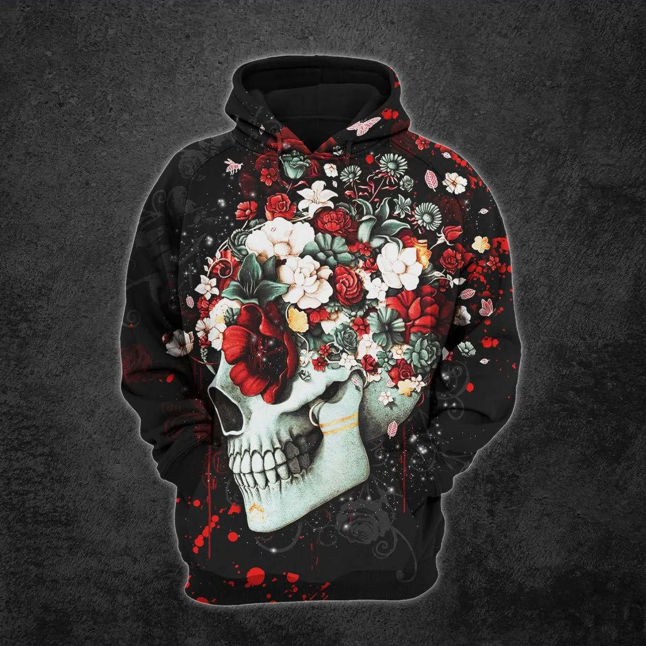 Romantic Skull And Roses Print Combo Hoodie And Leggings