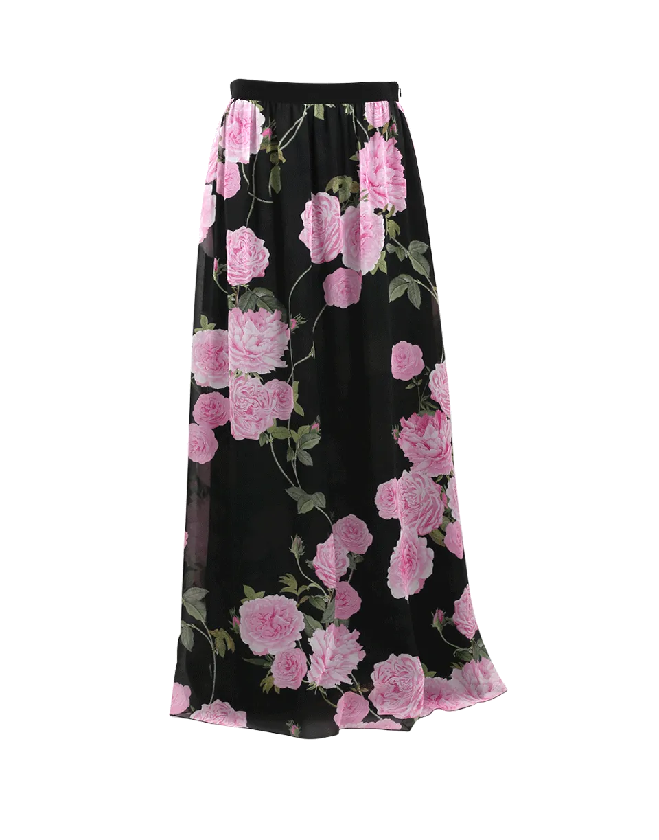 Rose Print Maxi Skirt