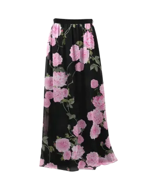 Rose Print Maxi Skirt