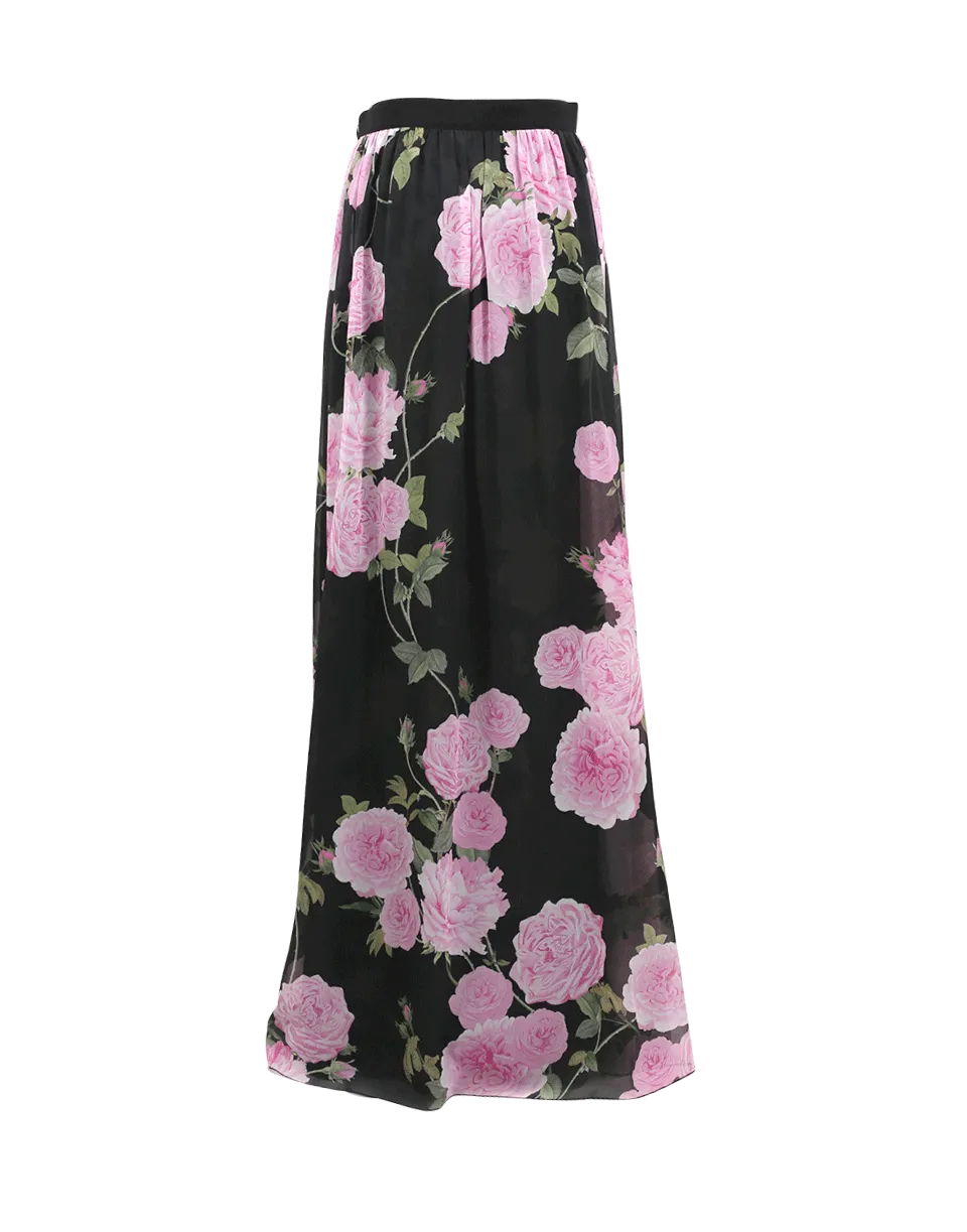 Rose Print Maxi Skirt