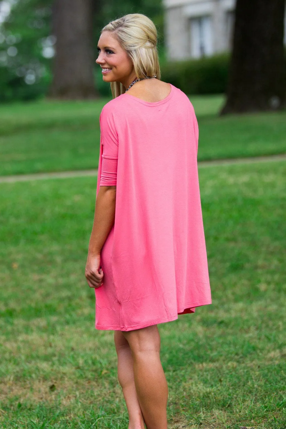 SALE-Half Sleeve Piko Tunic - Coral