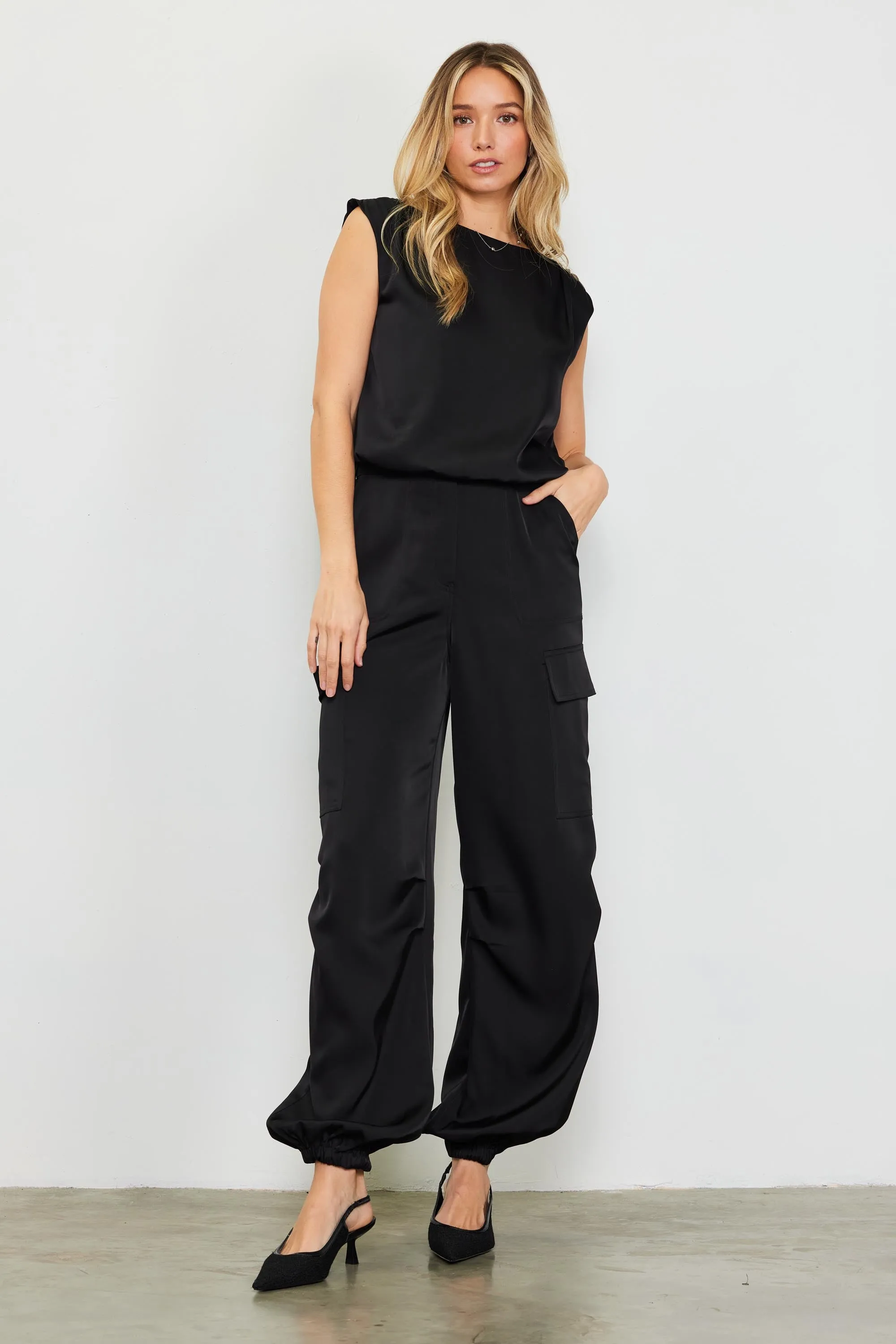 Satin Cargo Pants