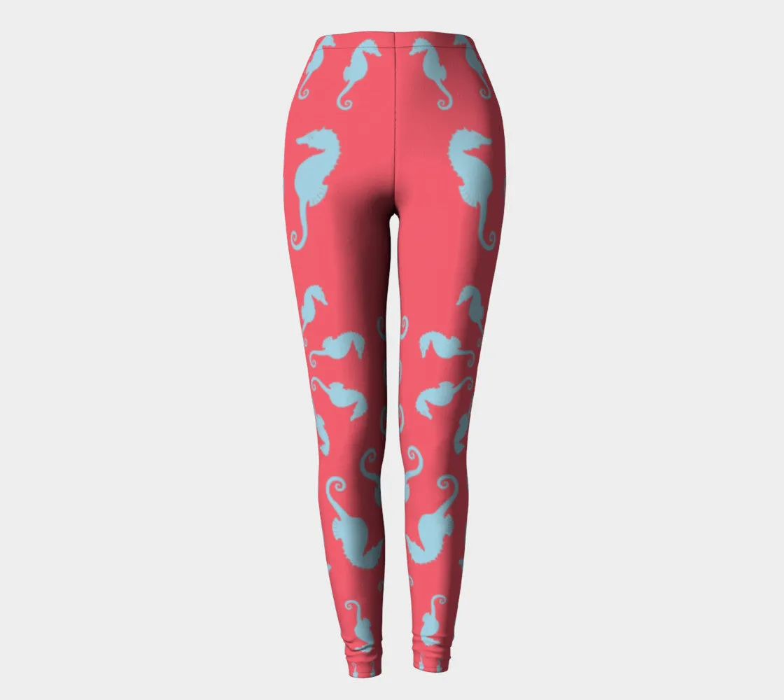 Seahorse Adult Leggings - Coral Pink