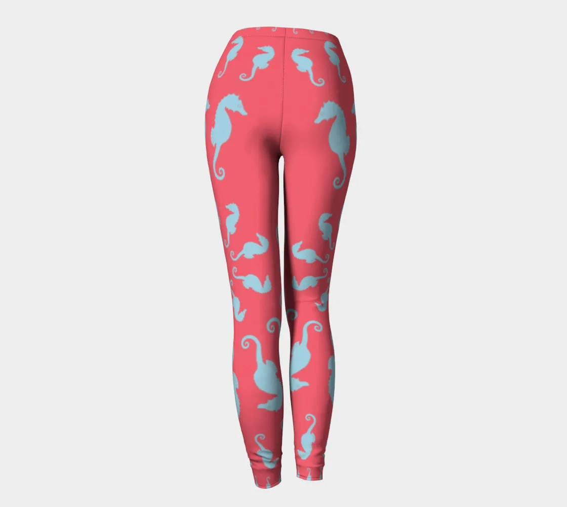 Seahorse Adult Leggings - Coral Pink