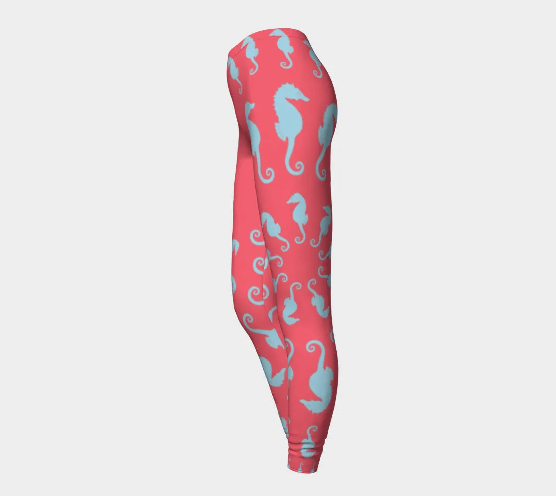 Seahorse Adult Leggings - Coral Pink