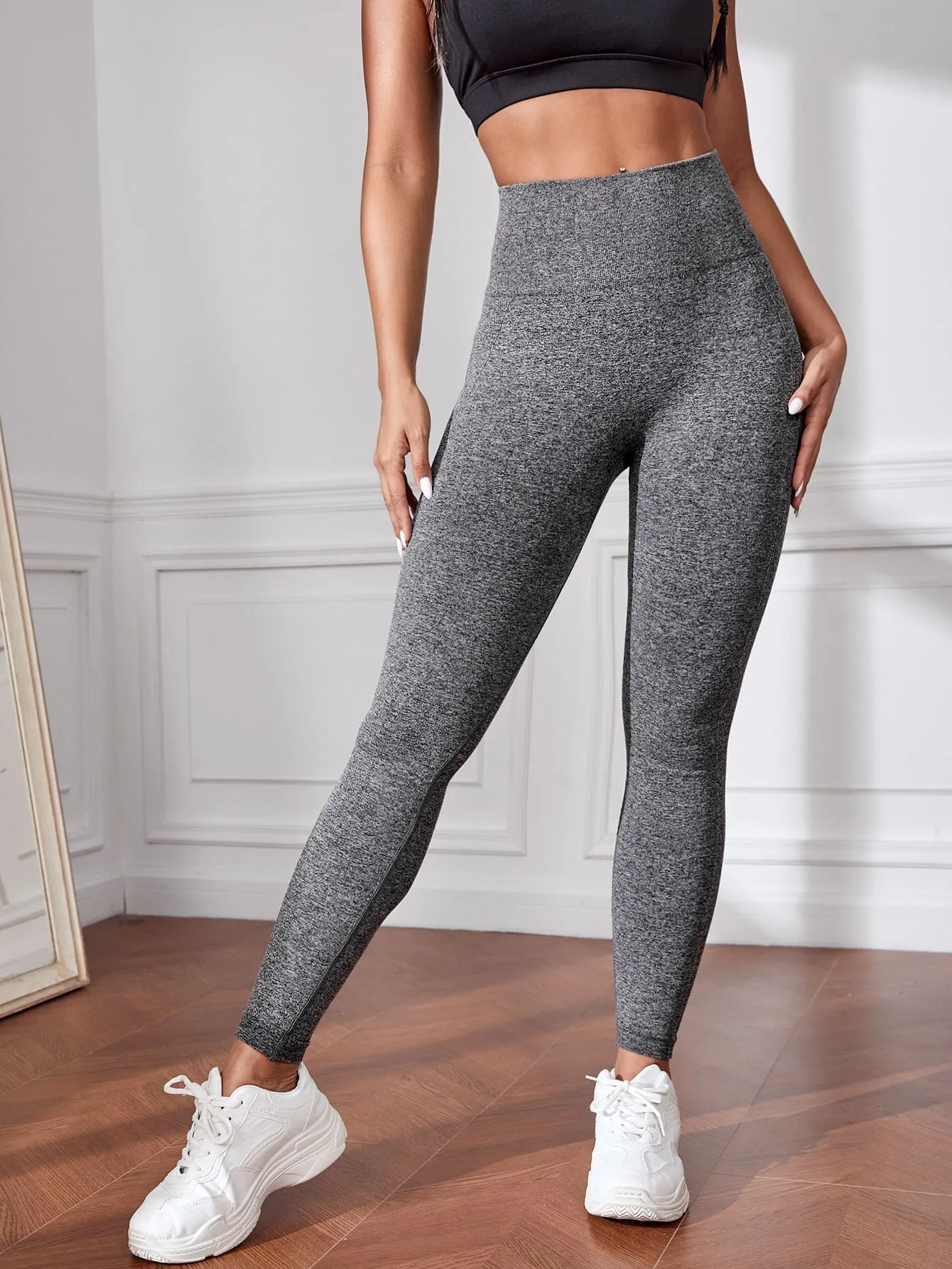 Seamless High Stretch Tummy Control Training Tights With Wide Waistband Yoga Leggings