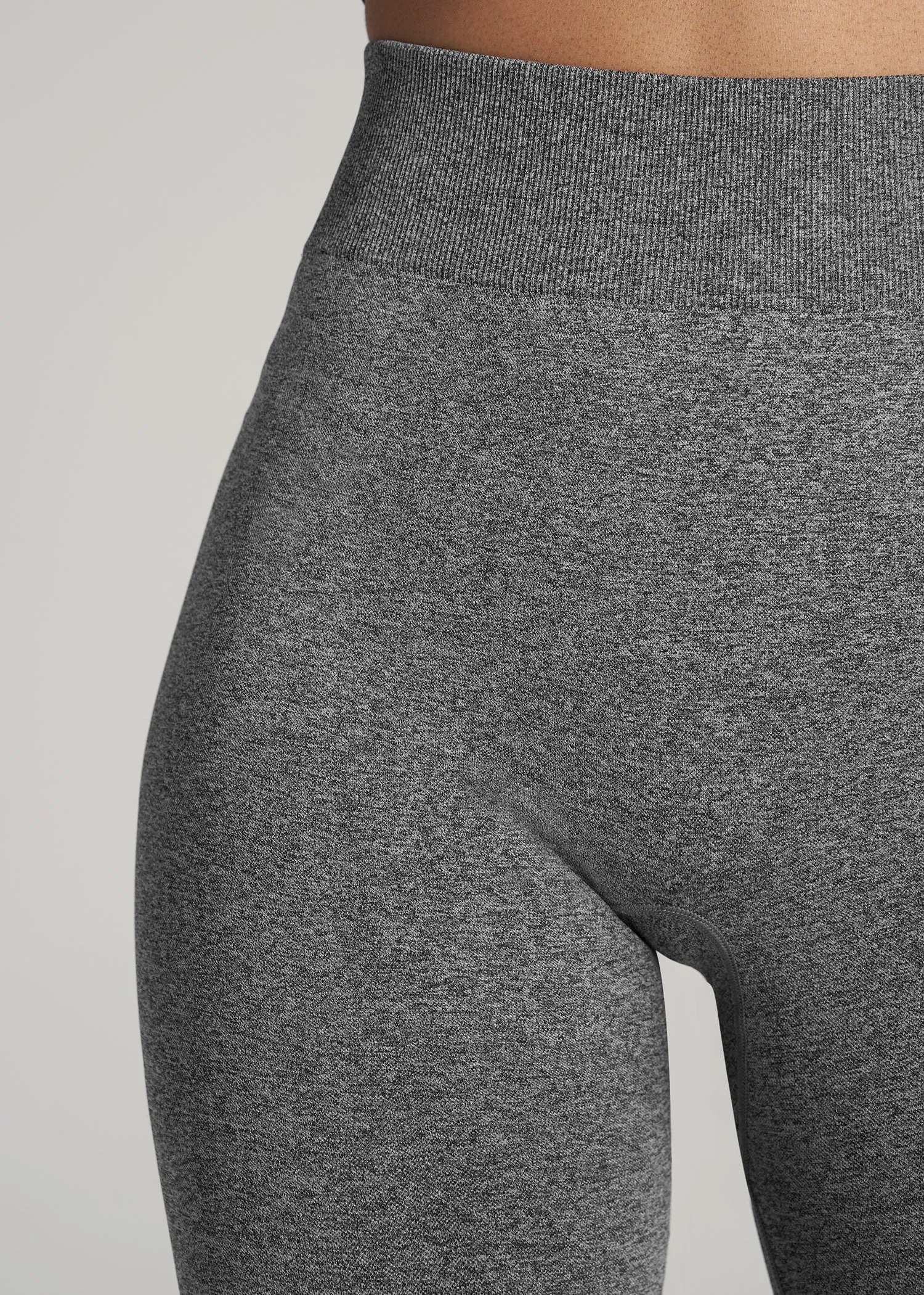 Seamless Leggings for Tall Women in Black & Grey Heather