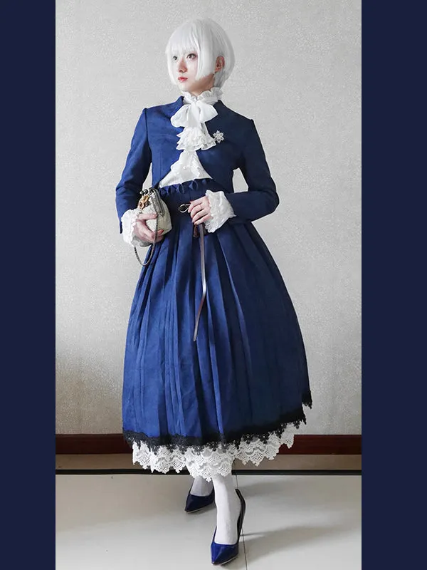 Sentaro~Warm Tea Suede~High Waist Pleated Lolita Skirt