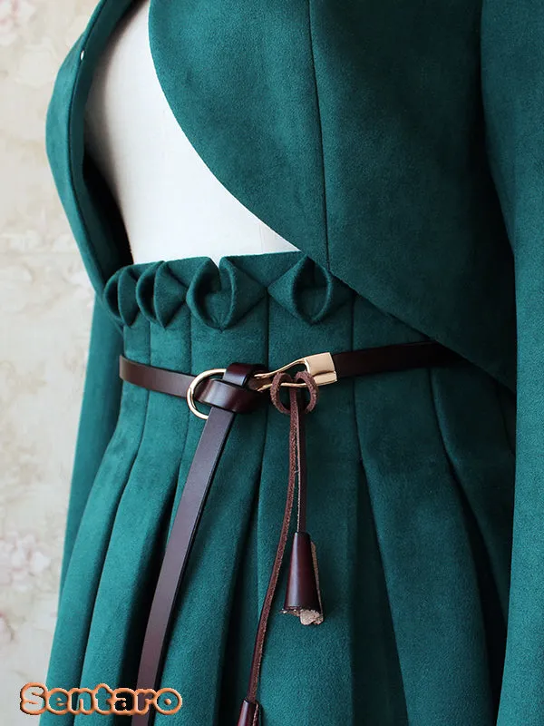 Sentaro~Warm Tea Suede~High Waist Pleated Lolita Skirt