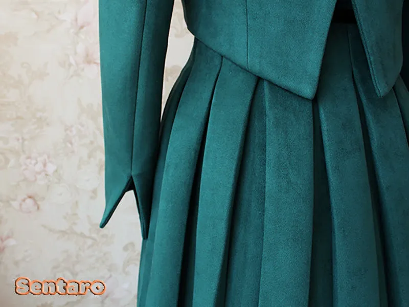 Sentaro~Warm Tea Suede~High Waist Pleated Lolita Skirt