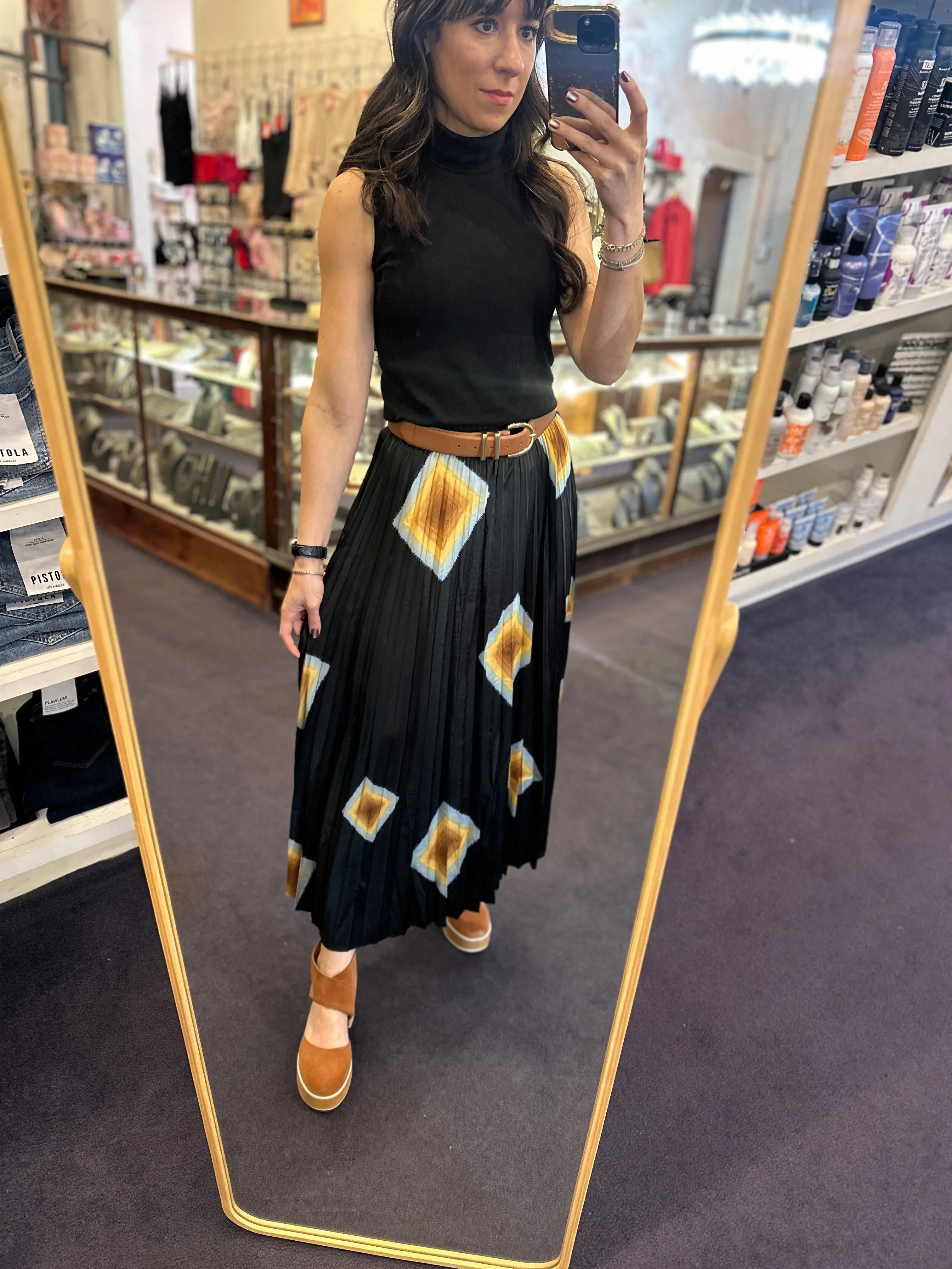 Shine Pleated Skirt
