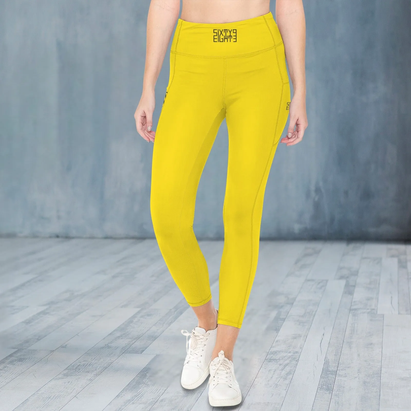 Sixty Eight 93 Logo Black High Waist Pockets Leggings