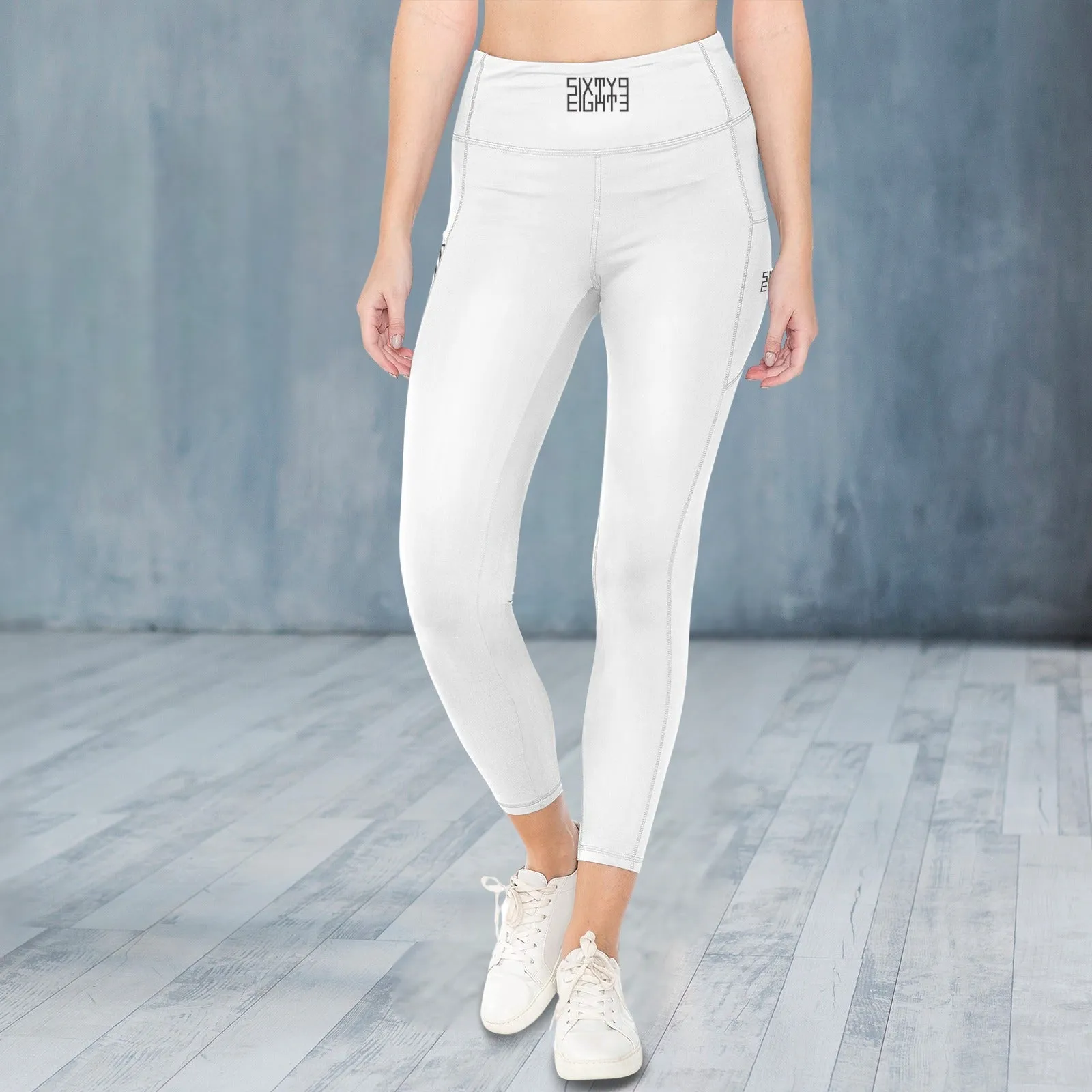 Sixty Eight 93 Logo Black High Waist Pockets Leggings