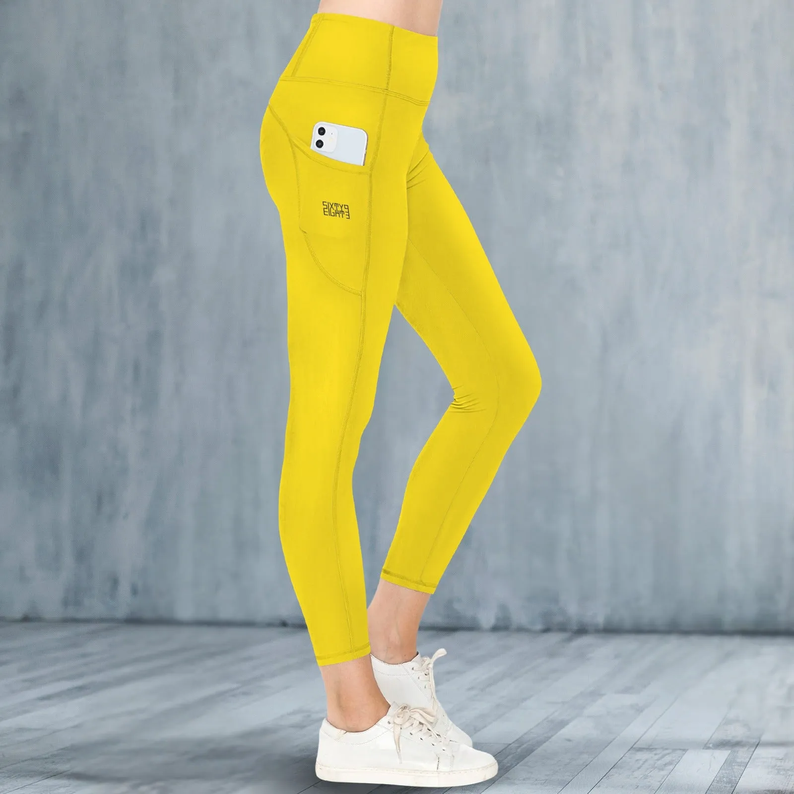 Sixty Eight 93 Logo Black High Waist Pockets Leggings