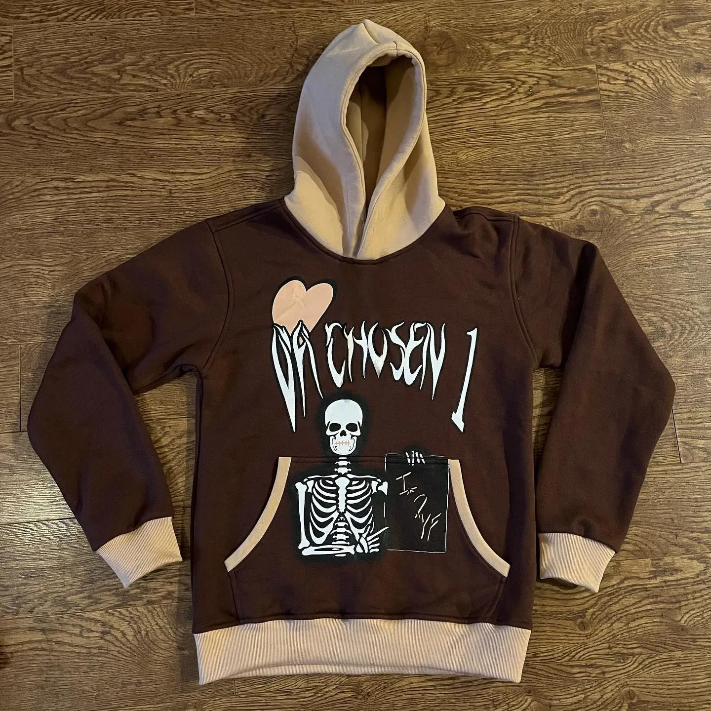 Skull Stitching Color Print Long Sleeve Hoodies