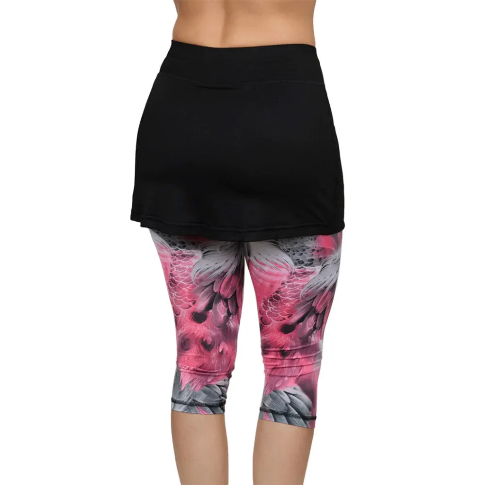Sofibella UV Abaza Feather 13 in Womens Tennis Skirt With Capri Leggings