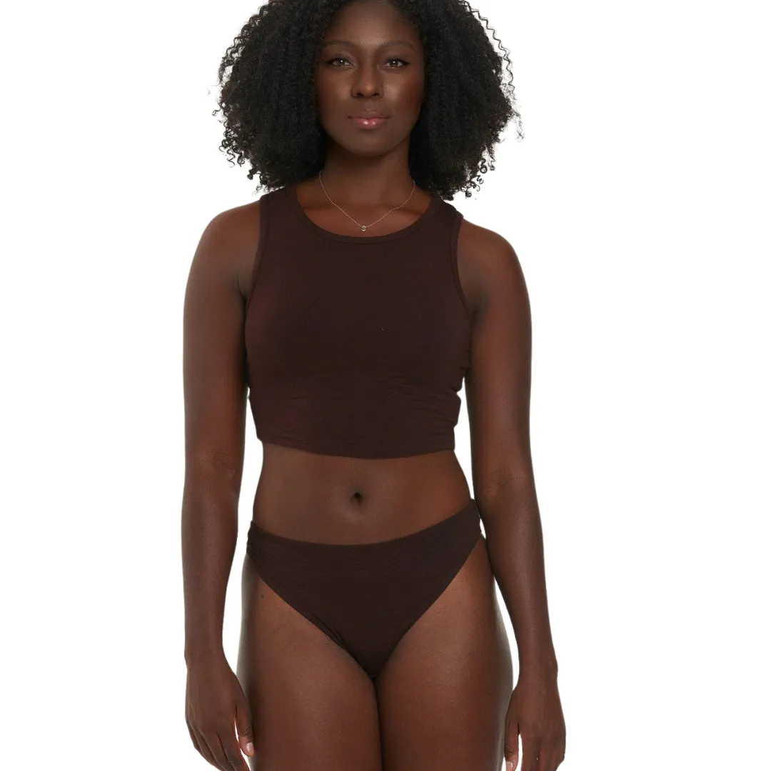 Soft Lounge Crop Eco-Modal Tank - Choc