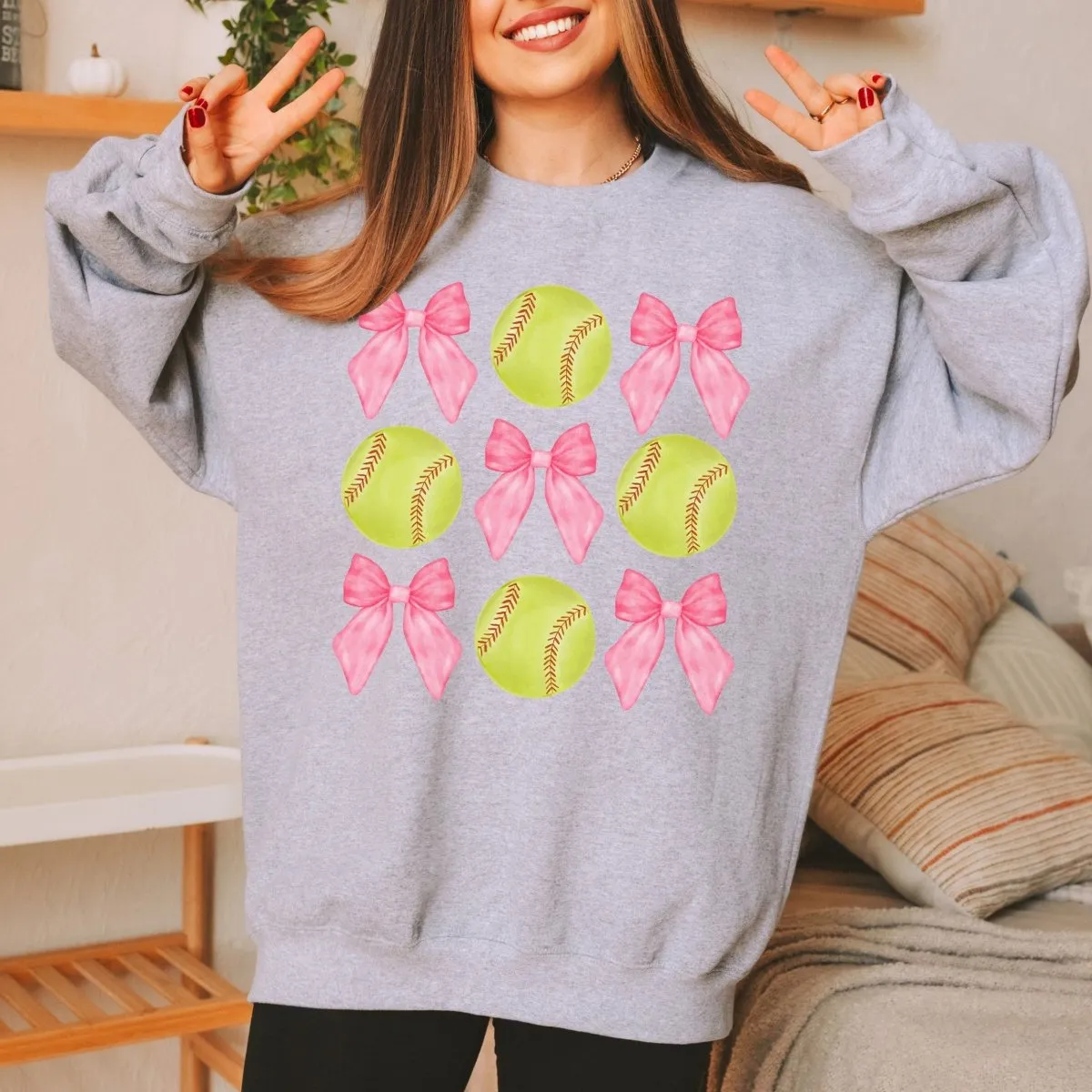 Softballs And Bows Collage Wholesale Sweatshirt - Fast Shipping